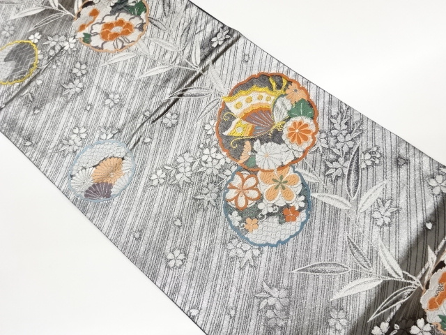 JAPANESE FUKURO OBI / WOVEN FLORAL PLANTS